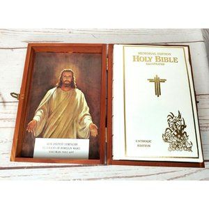 Memorial Our Deepest Sympathy VFW Whitman Post 697 Wooden Bible Box W/ Bible